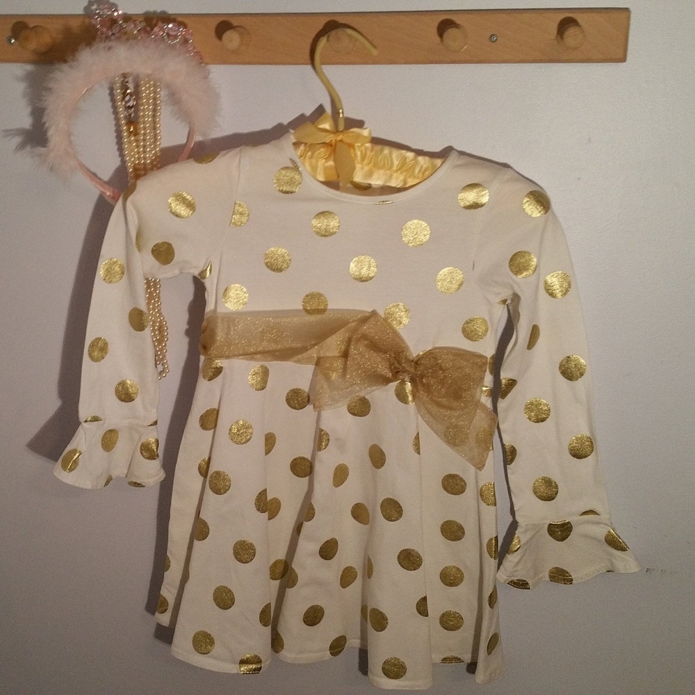 Goodlad Size 6 Gold Polka Dot Dressy Girls Top